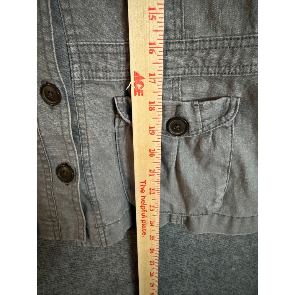 Gap Gray Linen Blend Utility Jacket Button Front … - image 6